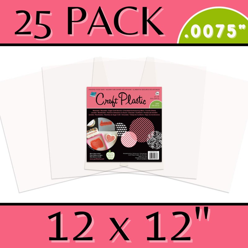 Grafix Food Safe Craft Plastic Film â€“ Reusable .0075â€ Thick Translucent Film, Perfect for Sugar Craft Stencils, Cookie and Cake Decorating, Chocolate Work, and More, Frosted, 12 x 12â€, Pack of 25 - Image 2